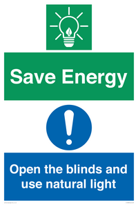 Save Energy open the blinds and use natural light